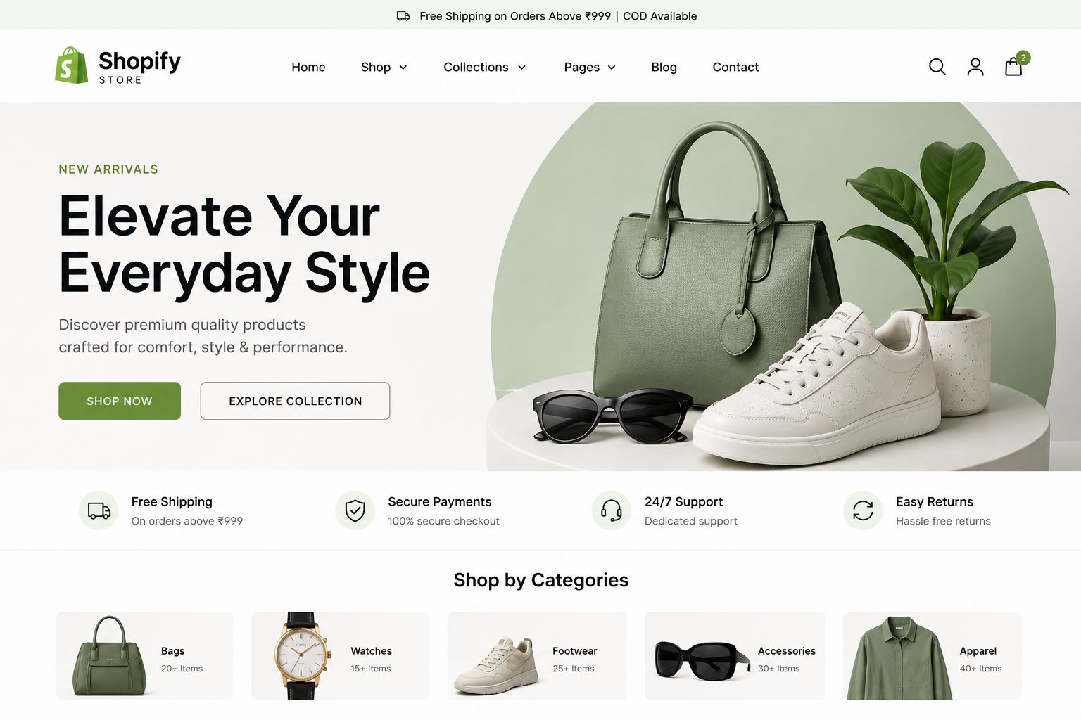Modern Shopify ecommerce store