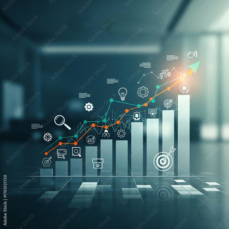 Digital marketing analytics graph showing SEO growth and business performance improvement