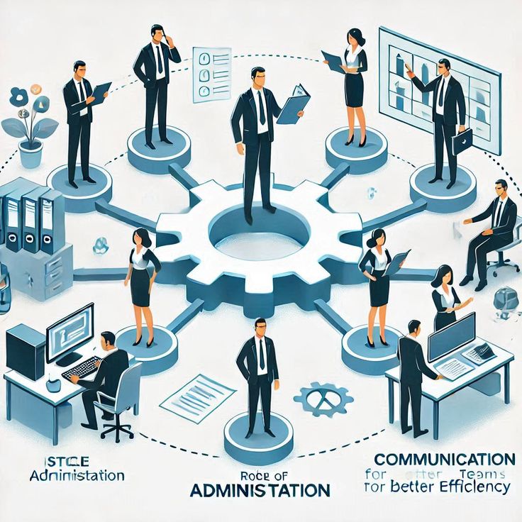 Business administration and team communication workflow illustration for organizational efficiency